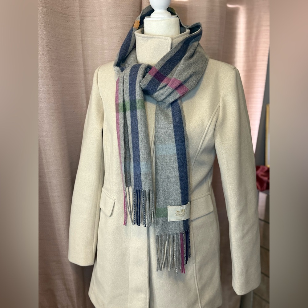 Coach Wool Blend Multicolor Striped Scarf
